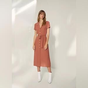 Aritzia Wilfred Button-up Crepe Midi Shirt Dress